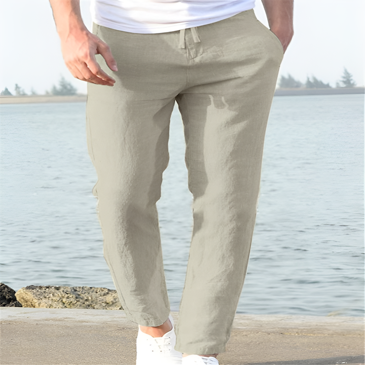 Pantaloni in lino da uomo in stile casual per le giornate calde