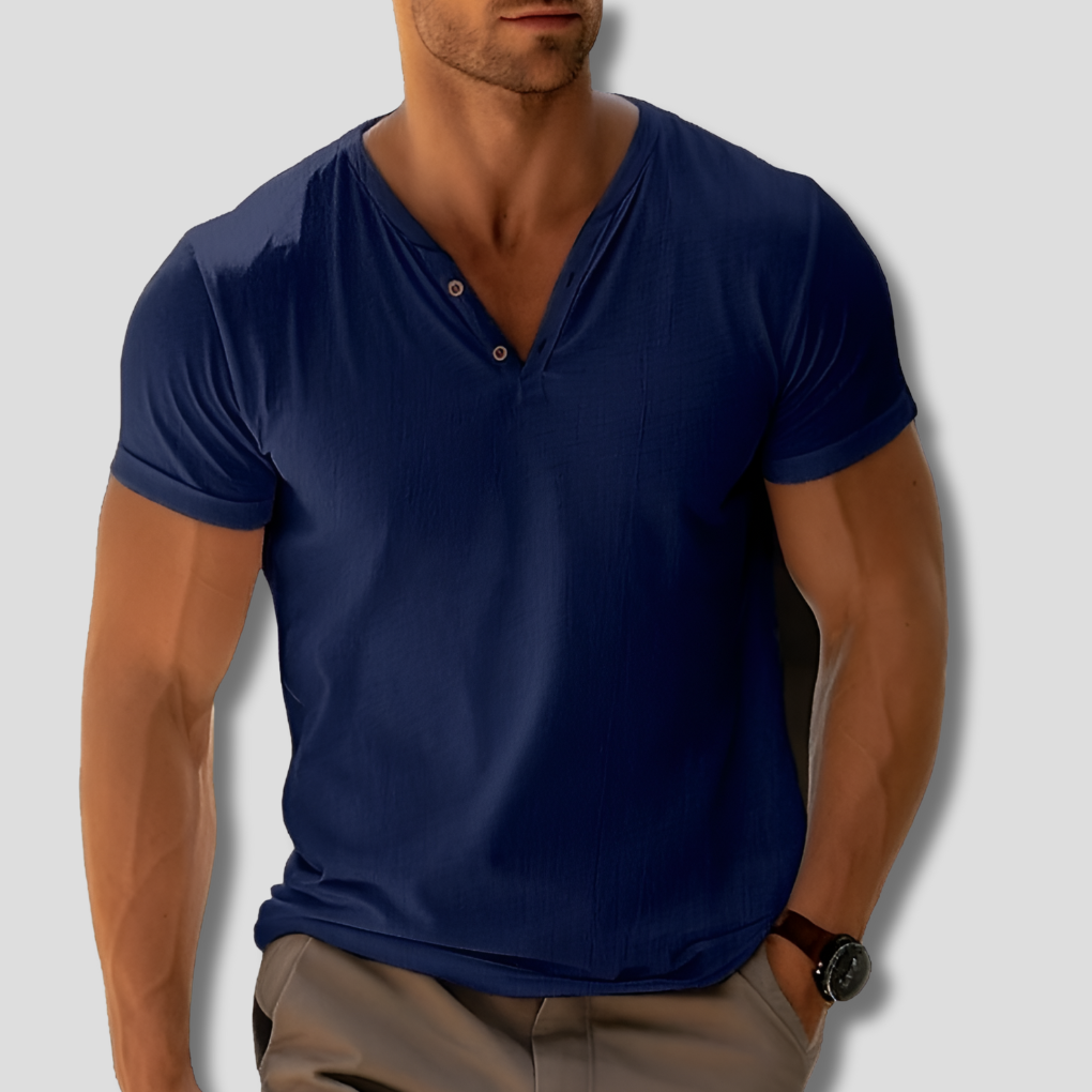 Camicia classica da uomo con scollo a V