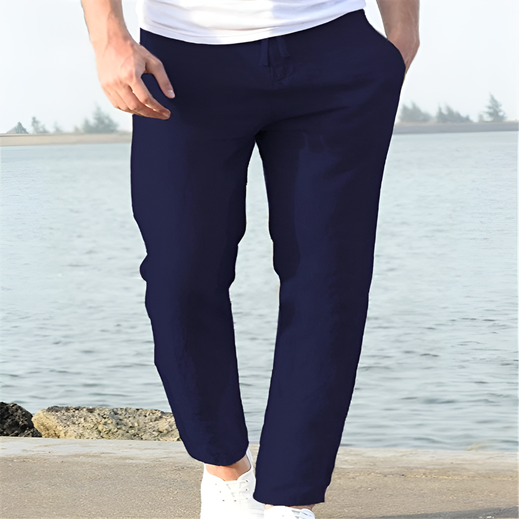 Pantaloni in lino da uomo in stile casual per le giornate calde