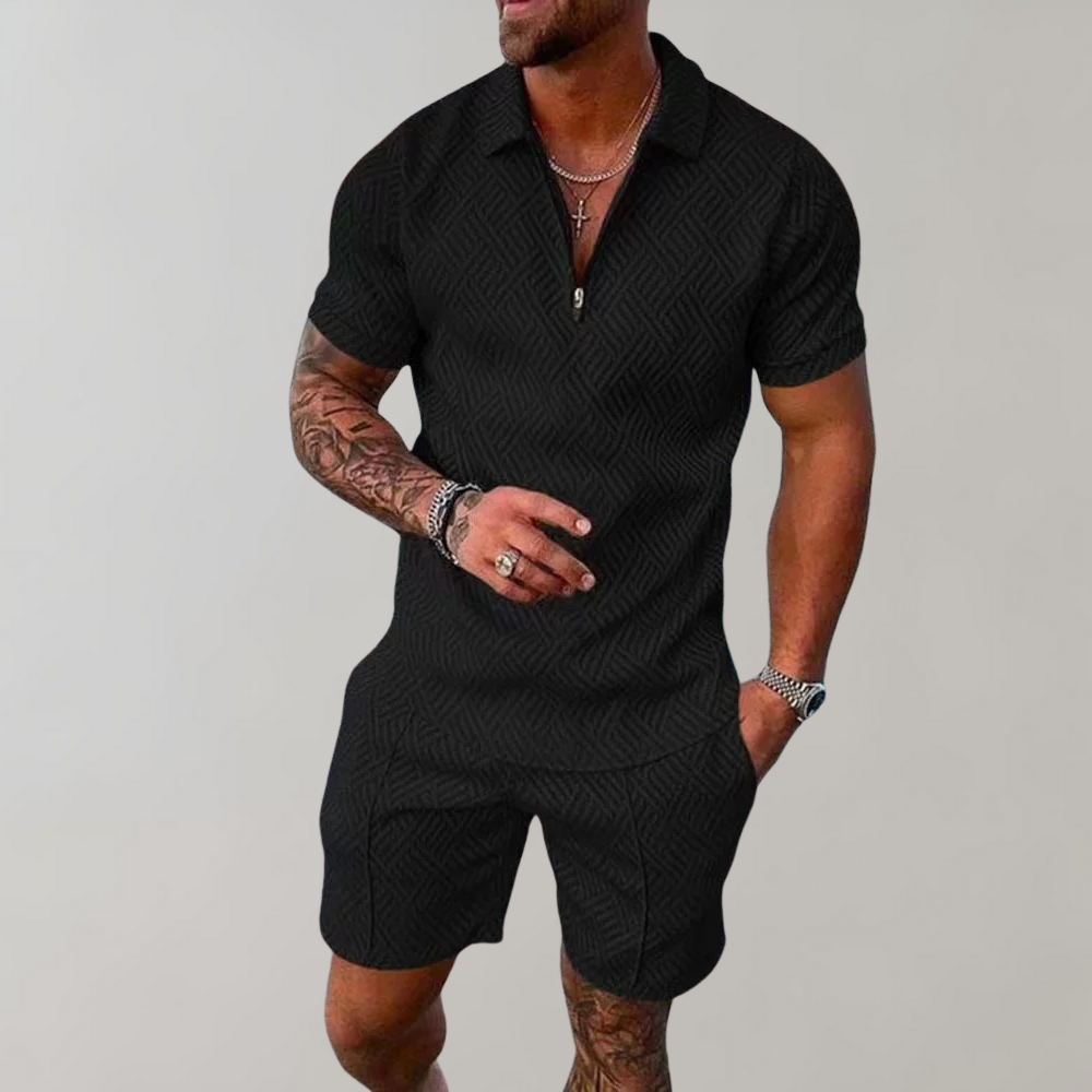 Set estivo da uomo a due pezzi (pantaloncini + polo)
