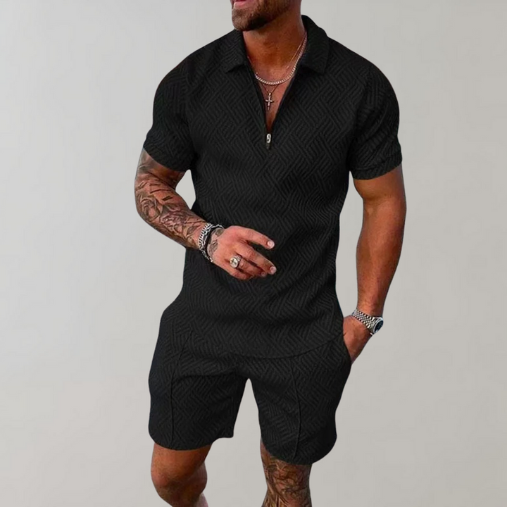 Set estivo da uomo a due pezzi (pantaloncini + polo)