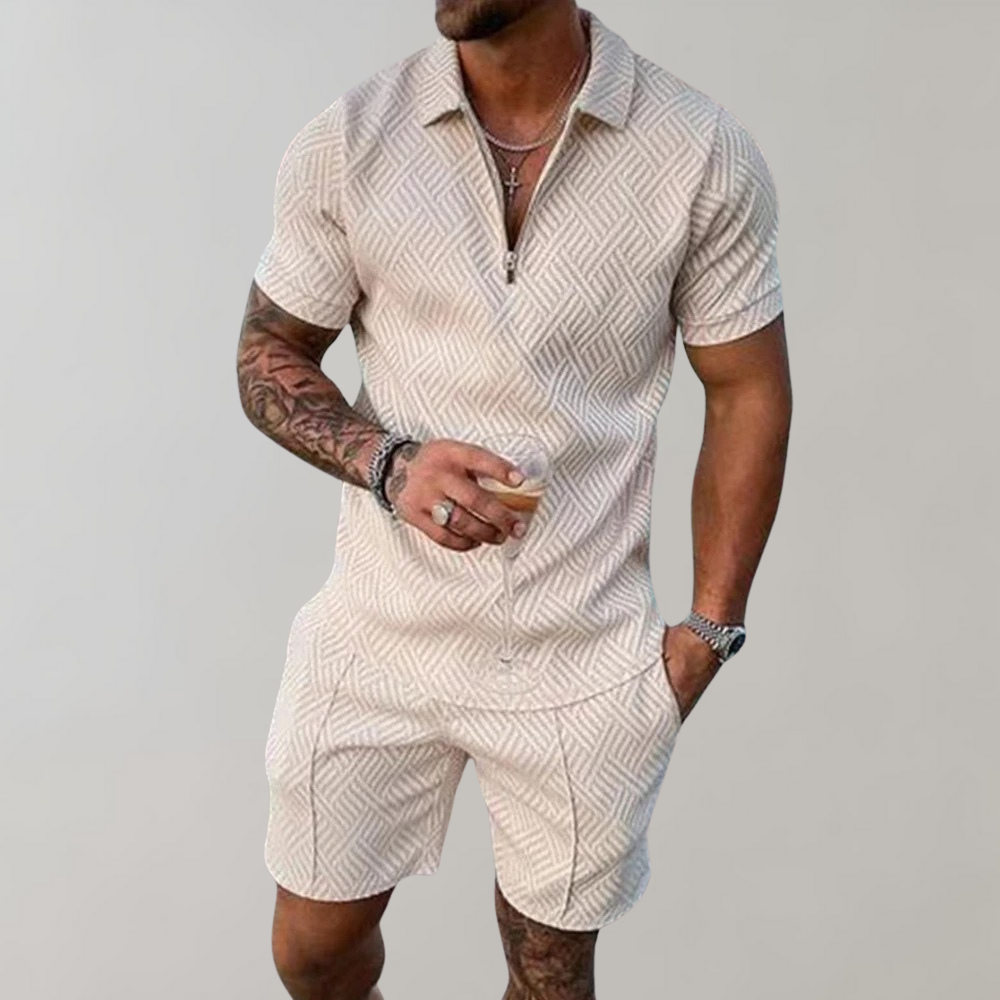 Set estivo da uomo a due pezzi (pantaloncini + polo)