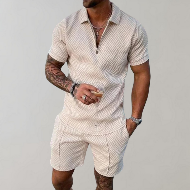 Set estivo da uomo a due pezzi (pantaloncini + polo)