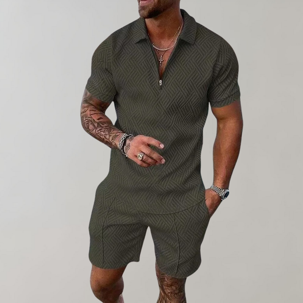 Set estivo da uomo a due pezzi (pantaloncini + polo)