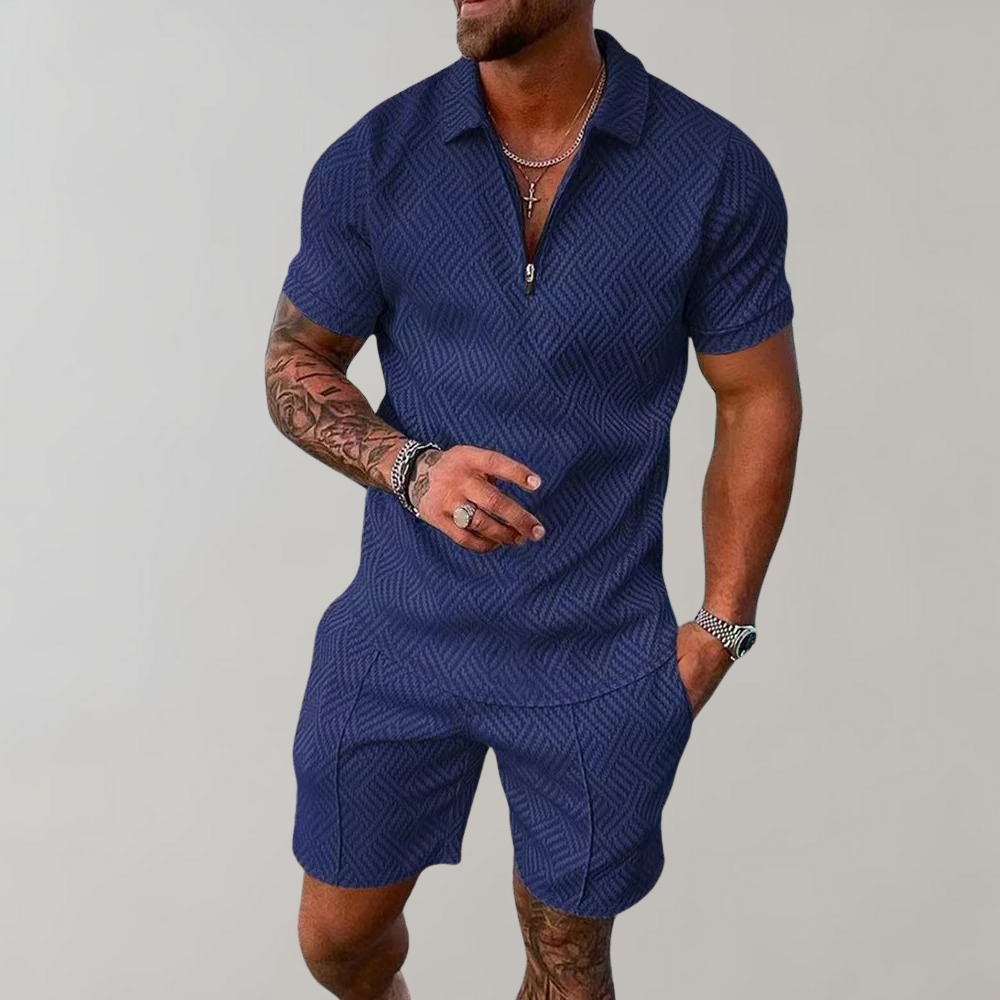 Set estivo da uomo a due pezzi (pantaloncini + polo)