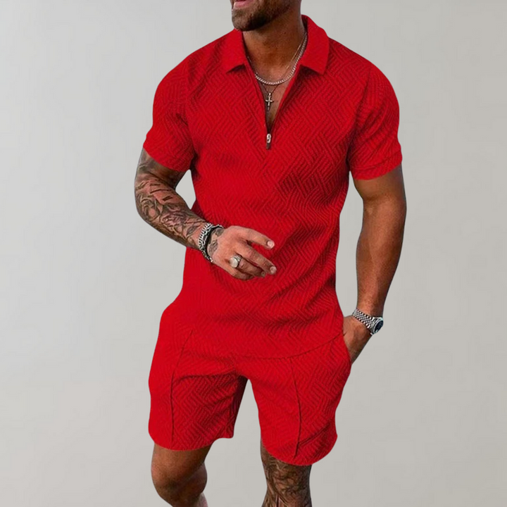 Set estivo da uomo a due pezzi (pantaloncini + polo)