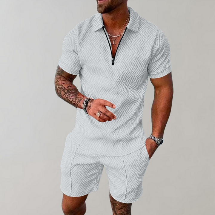 Set estivo da uomo a due pezzi (pantaloncini + polo)