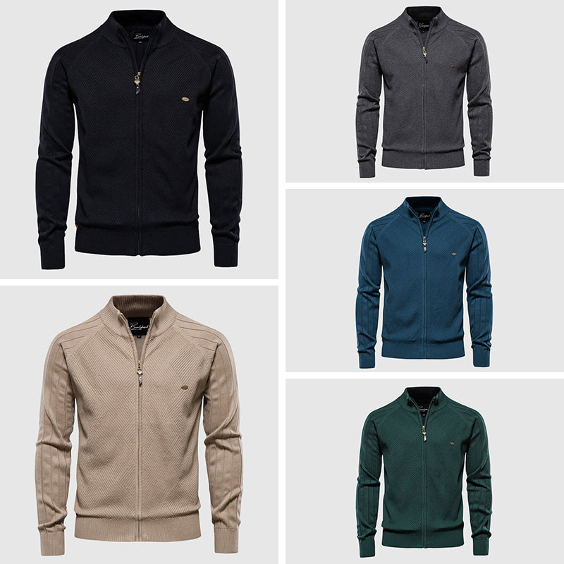 Cardigan da uomo con zip integrale in cotone