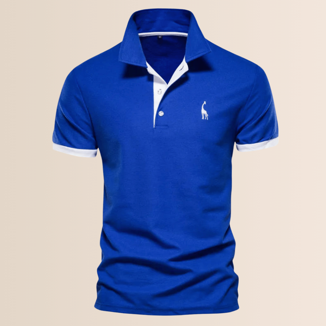 Polo da uomo in cotone con colletto alto