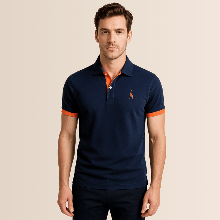 Polo da uomo in cotone con colletto alto