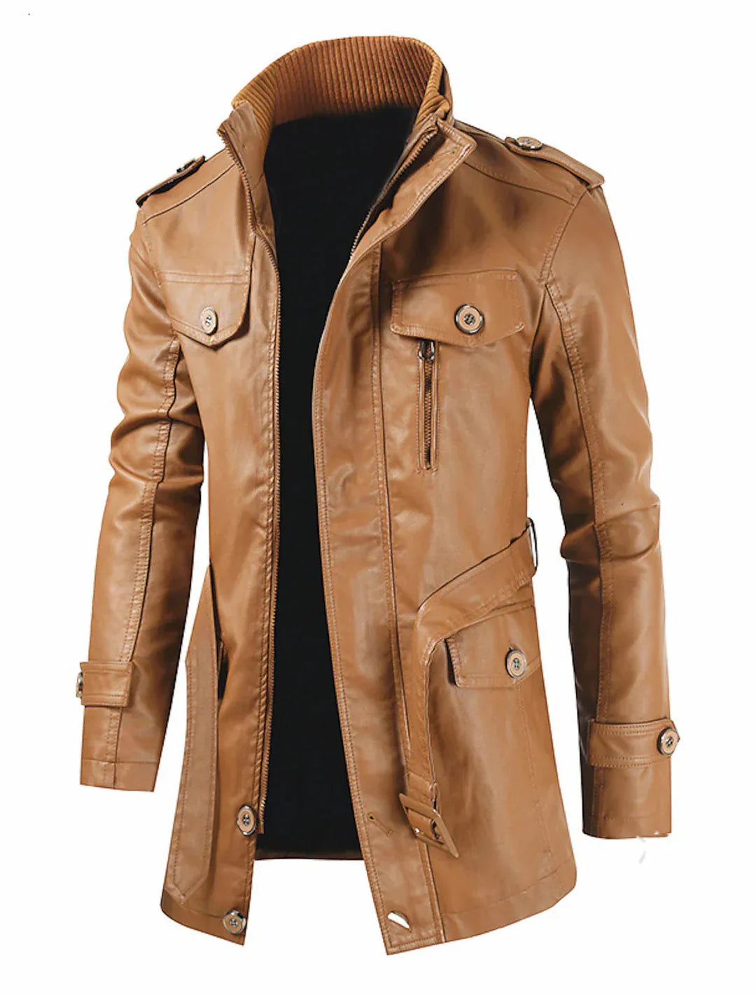 Cappotto lungo in pelle per uomo