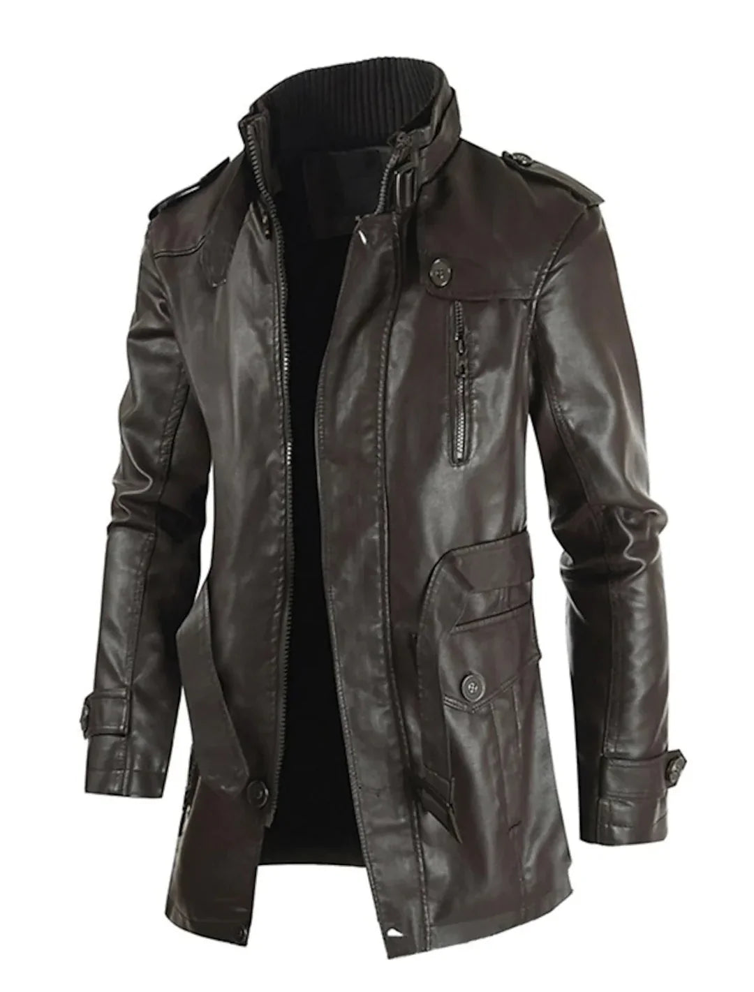 Cappotto lungo in pelle per uomo