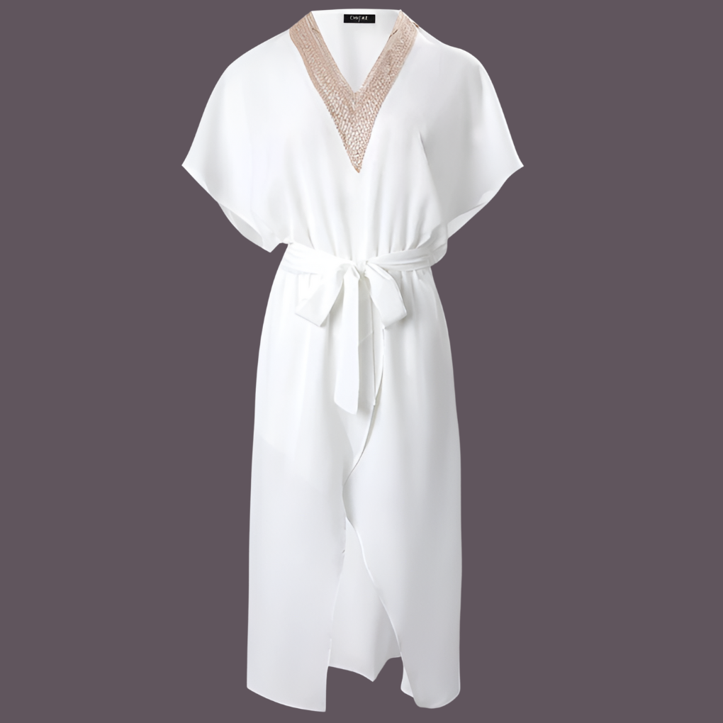 Abito midi moderno con scollo a V