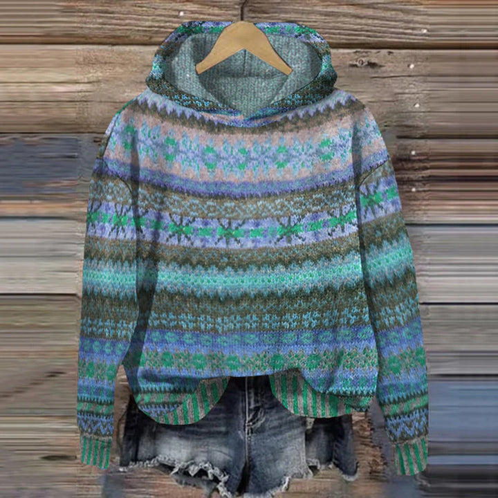 Alina - Felpa con Cappuccio Fair Isle Vintage per Donna