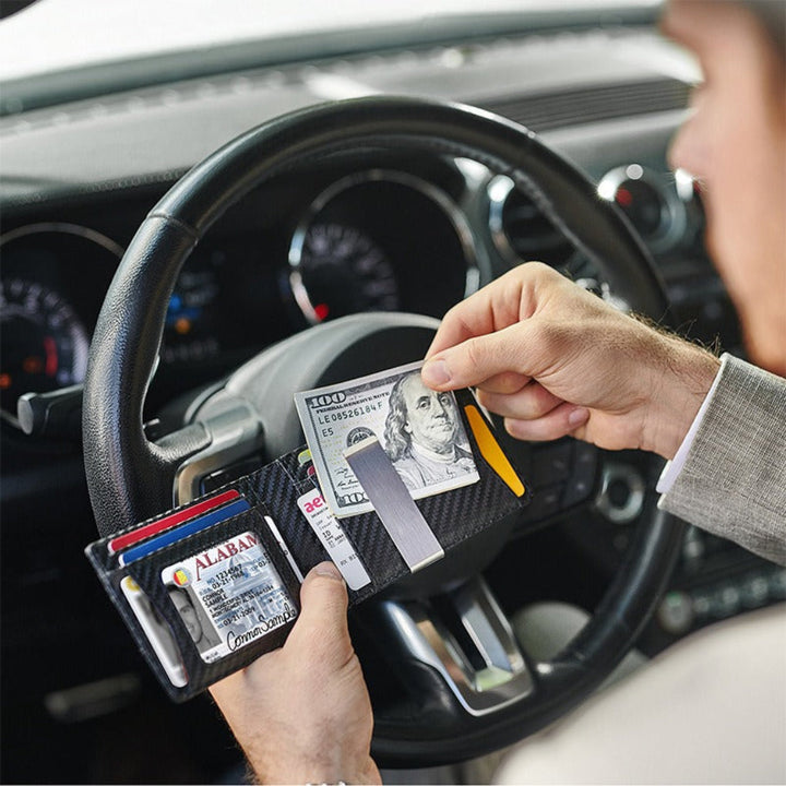 Portafoglio slim RFID con clip per banconote