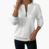 Leila - Maglione Casual a V con Dettaglio Zip