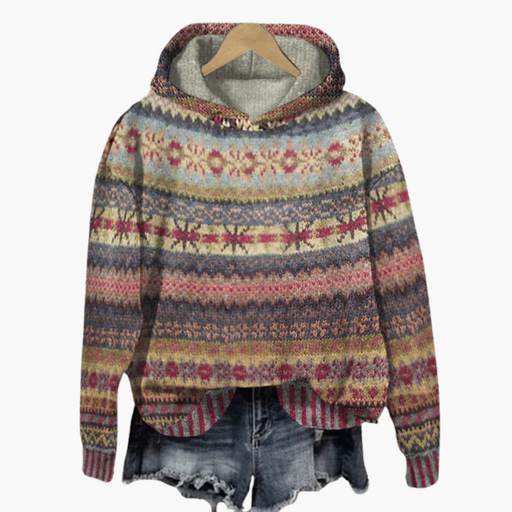 Alina - Felpa con Cappuccio Fair Isle Vintage per Donna