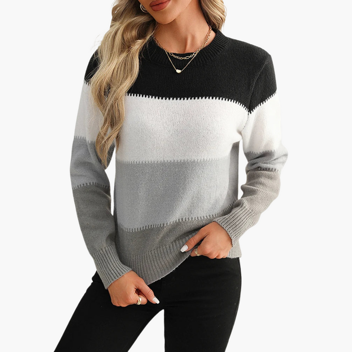 LunaKnits - Maglione Lavorato a Maglia con Collo Rotondo e Maniche Lunghe