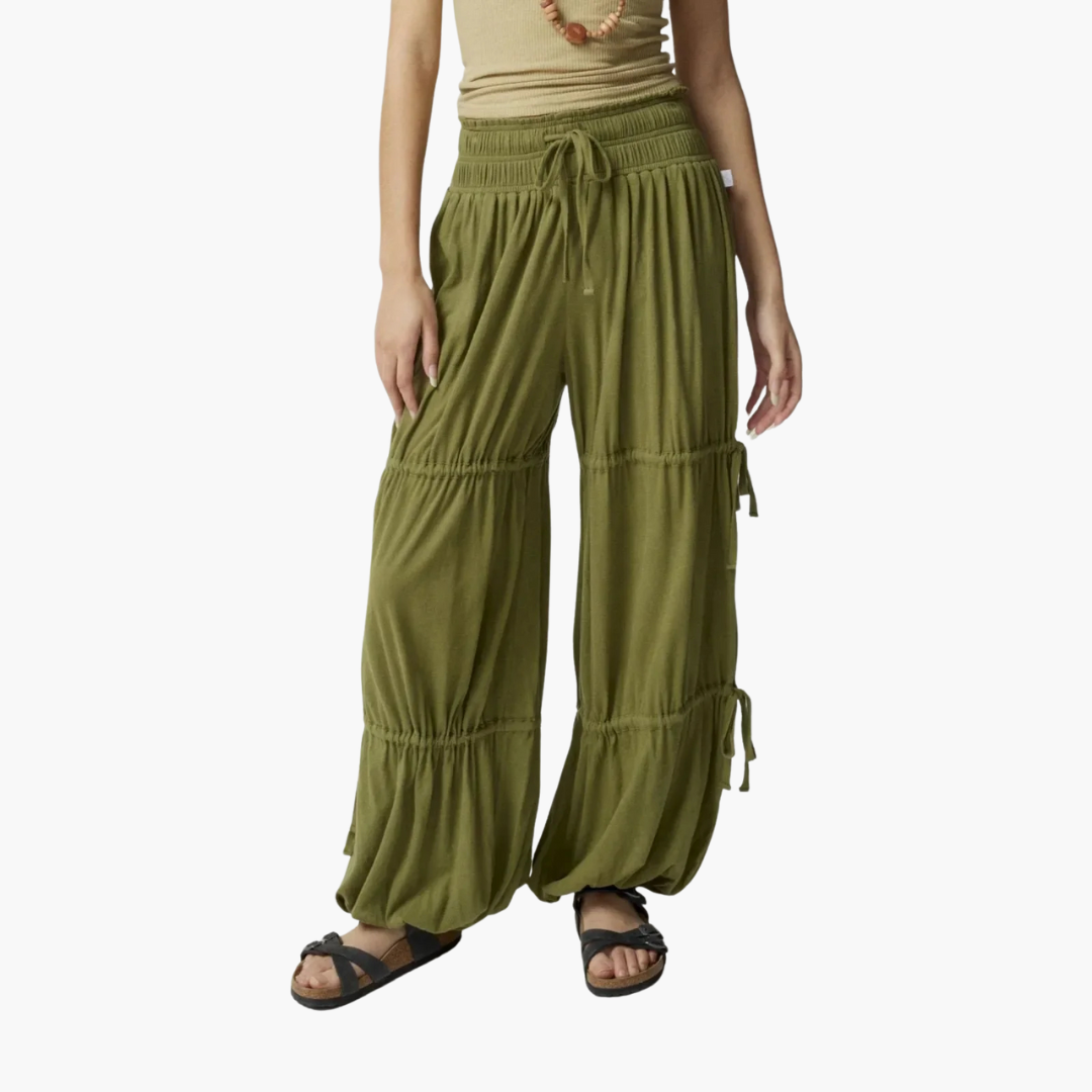 BohoEase - Pantaloni Larghi con Vita Elastica e Look a Strati