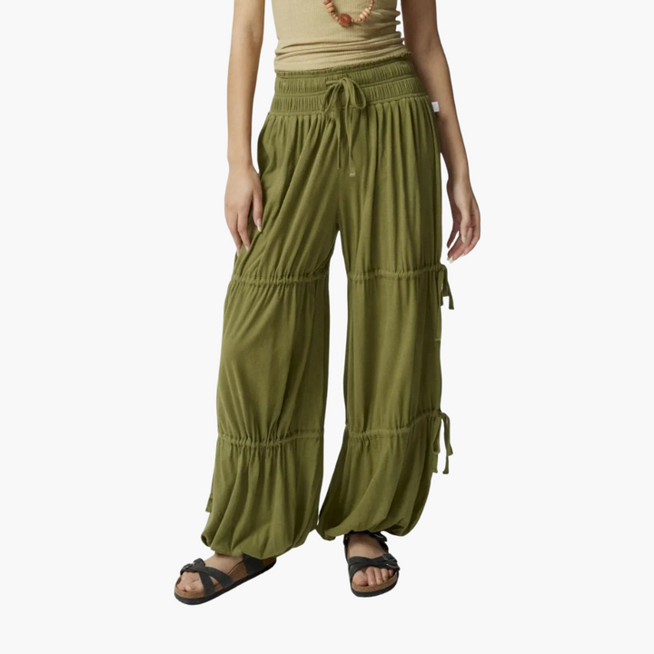 BohoEase - Pantaloni Larghi con Vita Elastica e Look a Strati