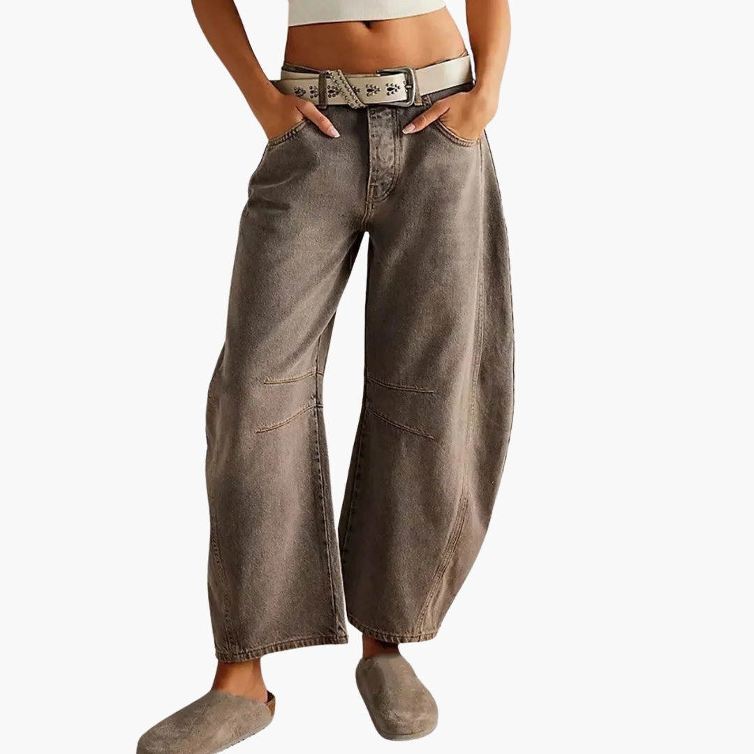 RetroEase - Jeans Donna con Vita Alta e Gamba Larga