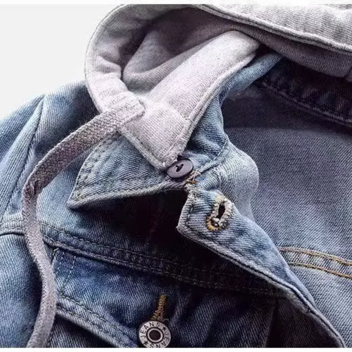 Kira - Giacca di Jeans Cropped con Cappuccio Rimovibile
