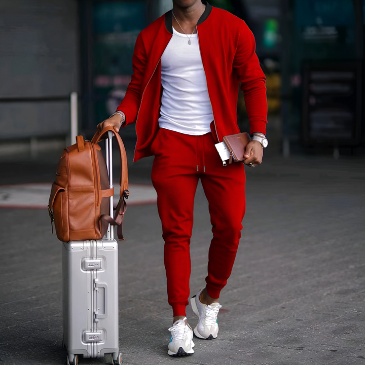 Completo giacca e pantaloni con cerniera da uomo