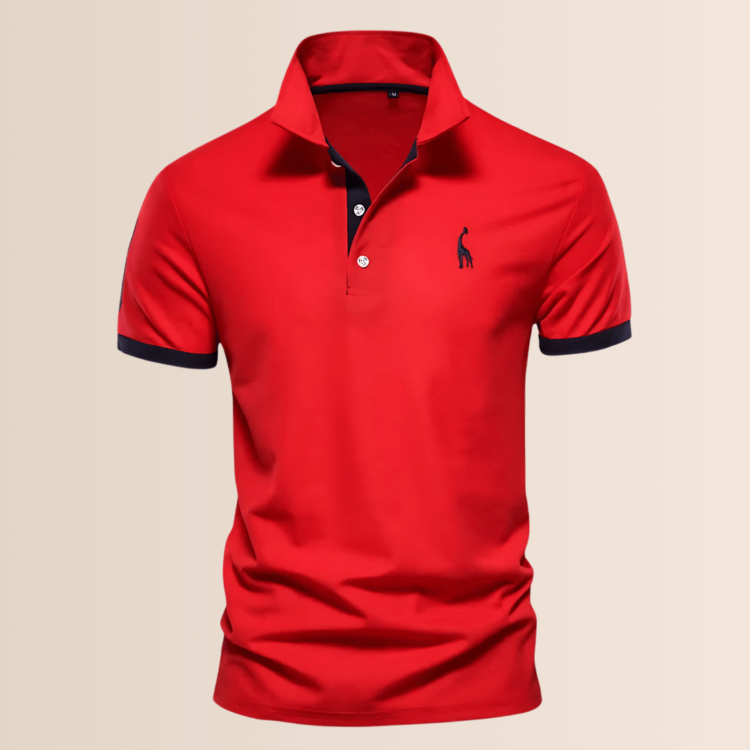 Polo da uomo in cotone con colletto alto
