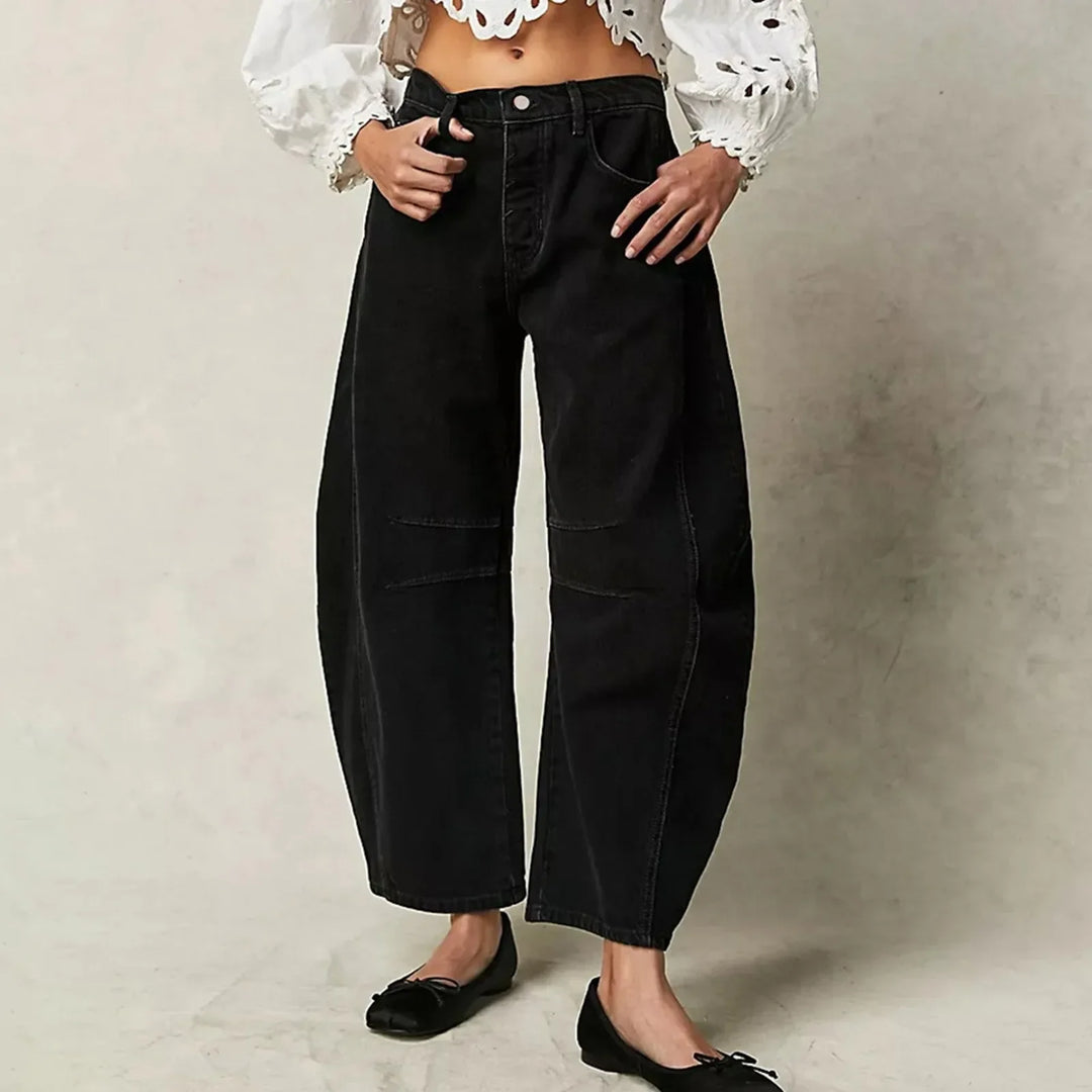 RetroEase - Jeans Donna con Vita Alta e Gamba Larga