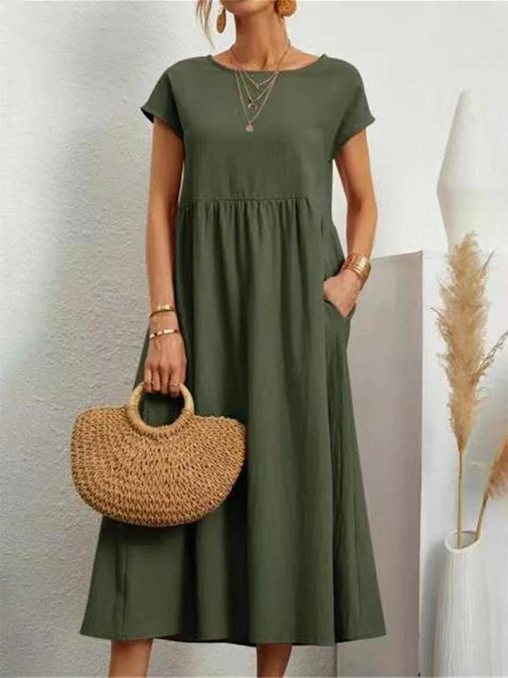 Abito vintage in cotone con scollo a O