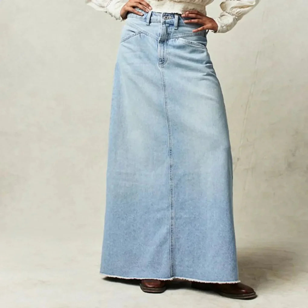 Gonna in denim dritta a vita alta