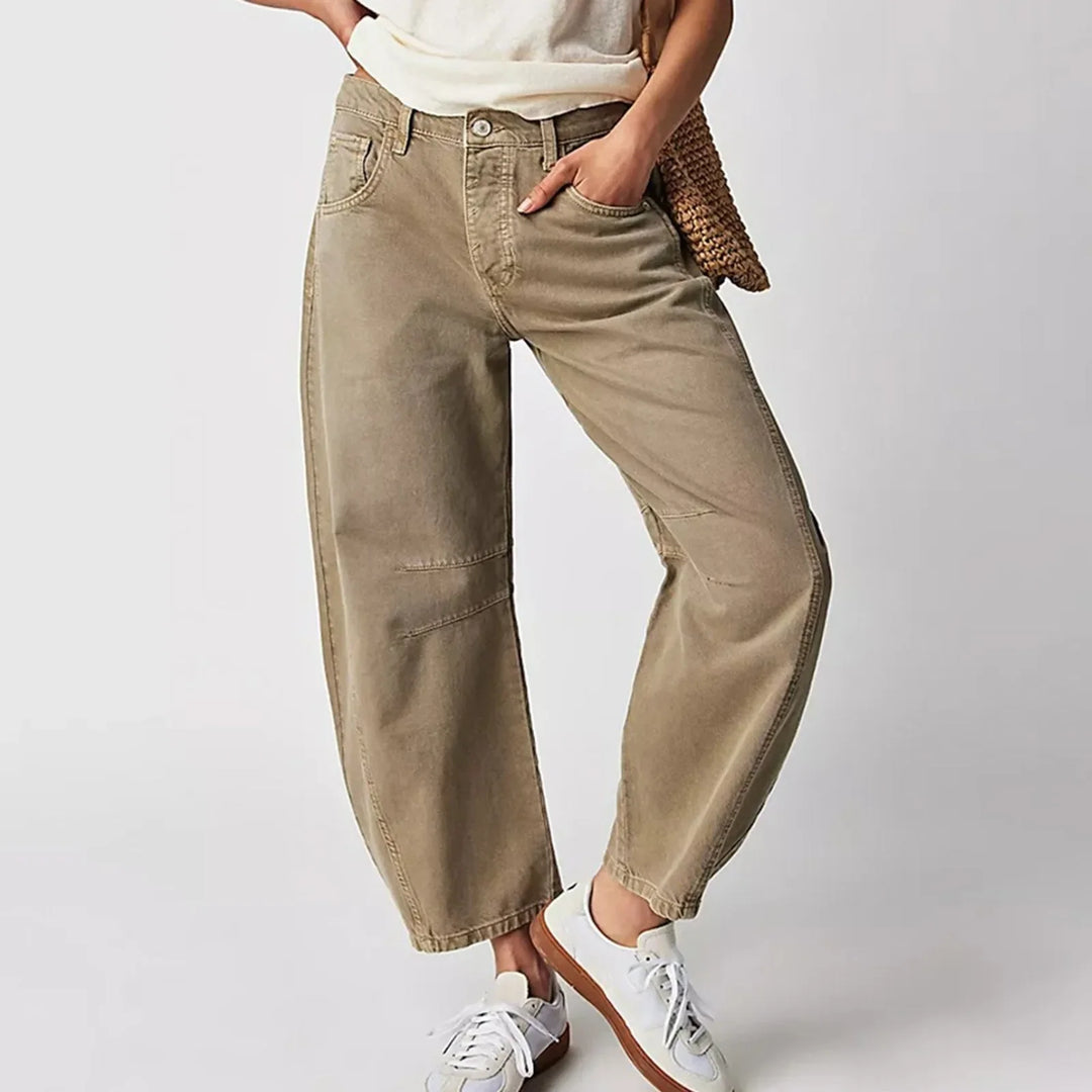 RetroEase - Jeans Donna con Vita Alta e Gamba Larga