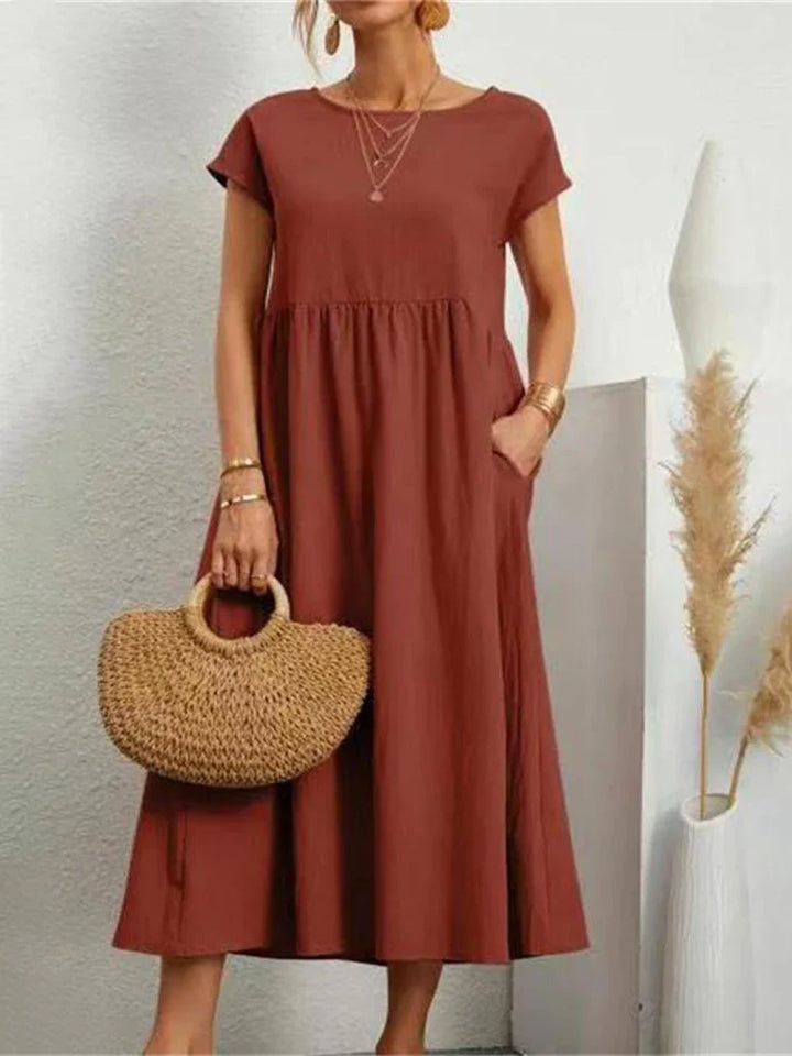 Abito vintage in cotone con scollo a O