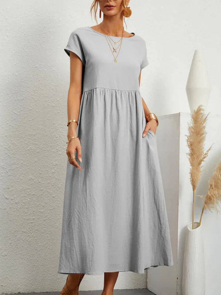 Abito vintage in cotone con scollo a O