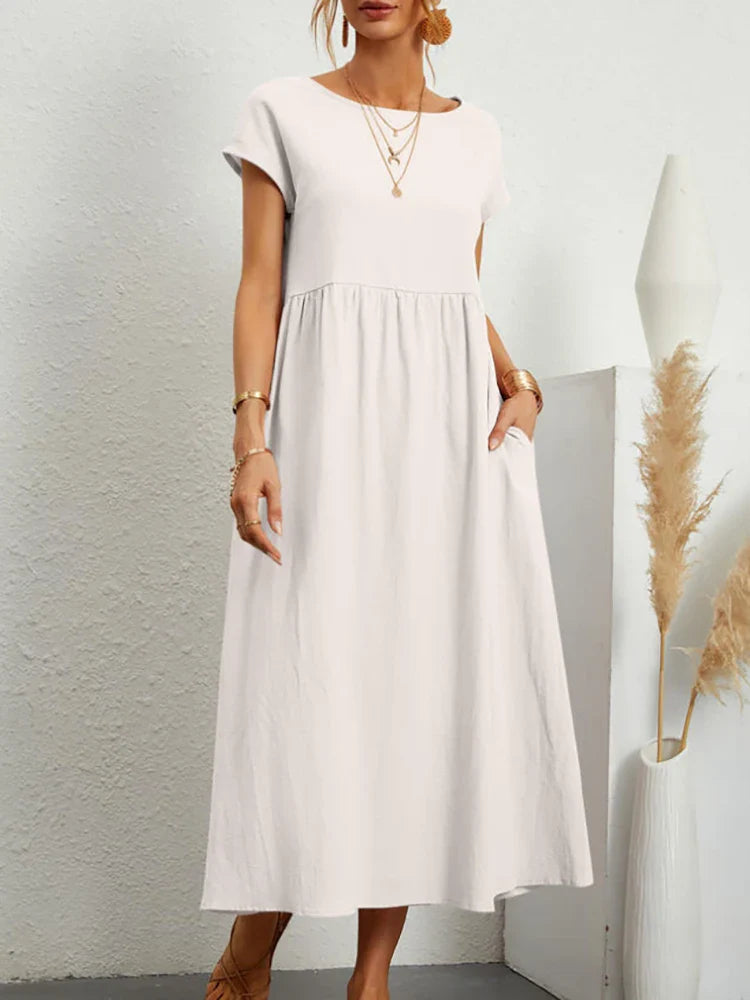 Abito vintage in cotone con scollo a O
