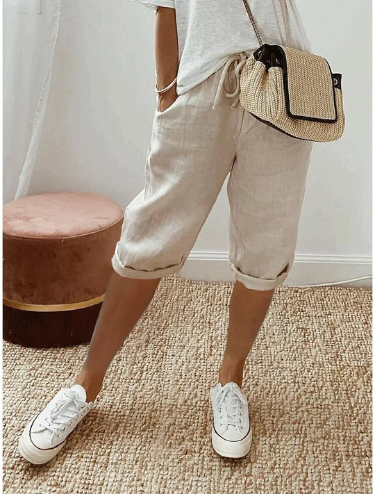 Pantaloni estivi eleganti in lino da donna