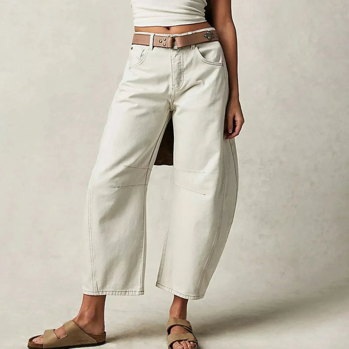 RetroEase - Jeans Donna con Vita Alta e Gamba Larga