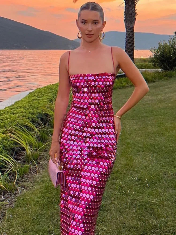 Luminara - Abito Donna con Paillettes Adesivo e Altezza Ginocchio