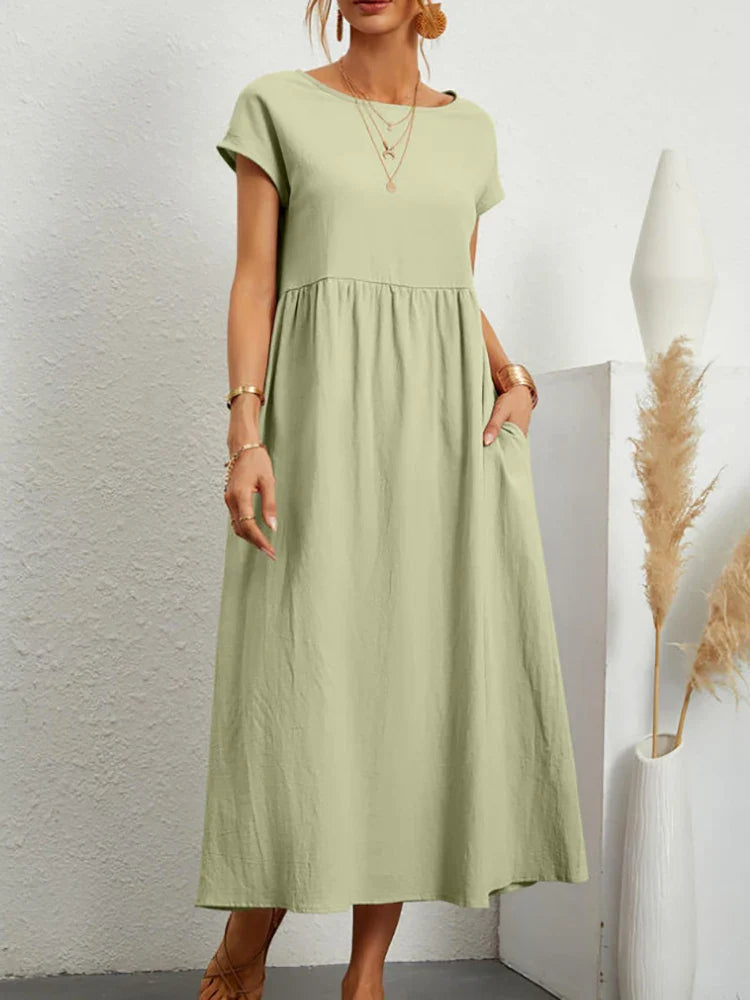 Abito vintage in cotone con scollo a O