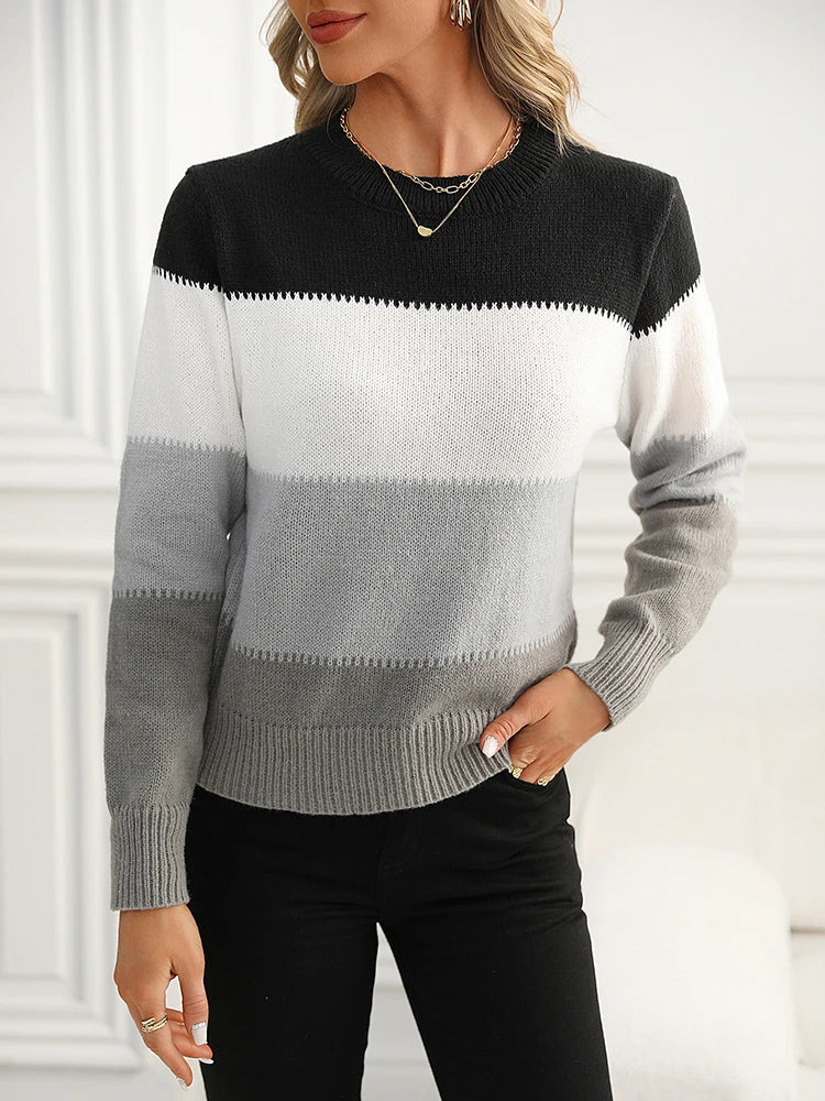 LunaKnits - Maglione Lavorato a Maglia con Collo Rotondo e Maniche Lunghe