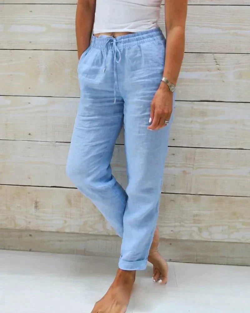 Pantaloni casual in lino da donna