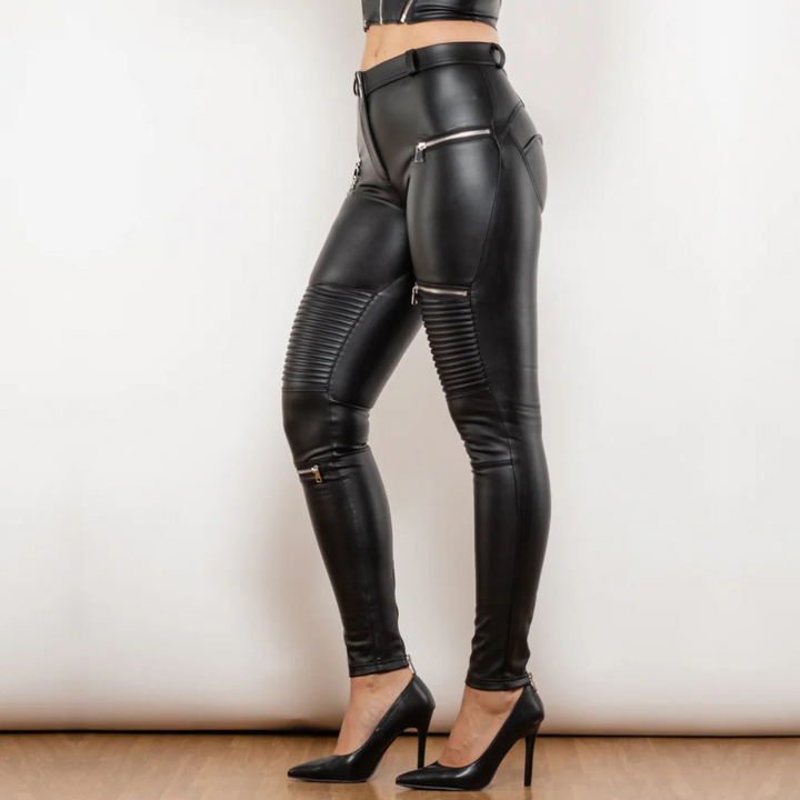 Pantaloni slim in similpelle da donna