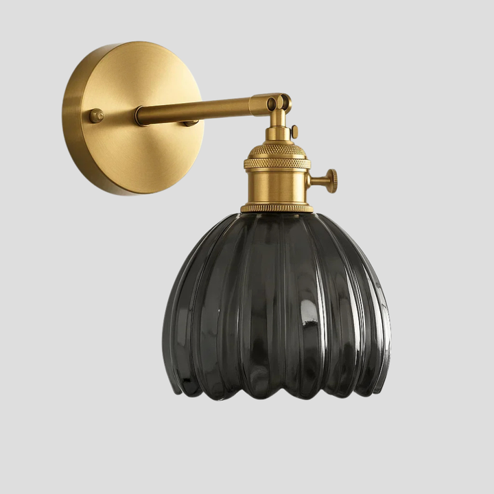 Lampada da parete retrò in vetro a tulipano