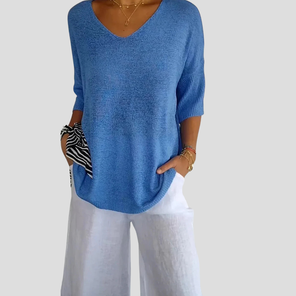 Top in maglia con scollo a V da donna