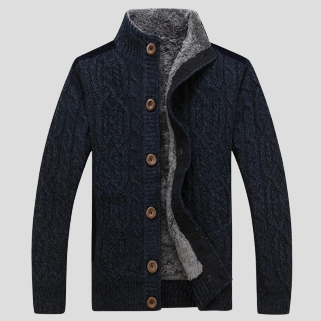 Cardigan foderato in peluche da uomo