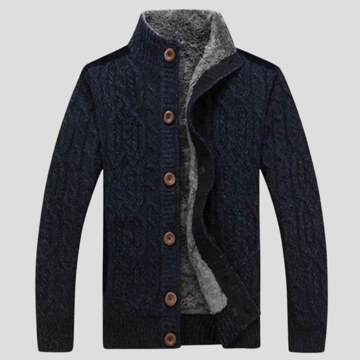 Cardigan foderato in peluche da uomo