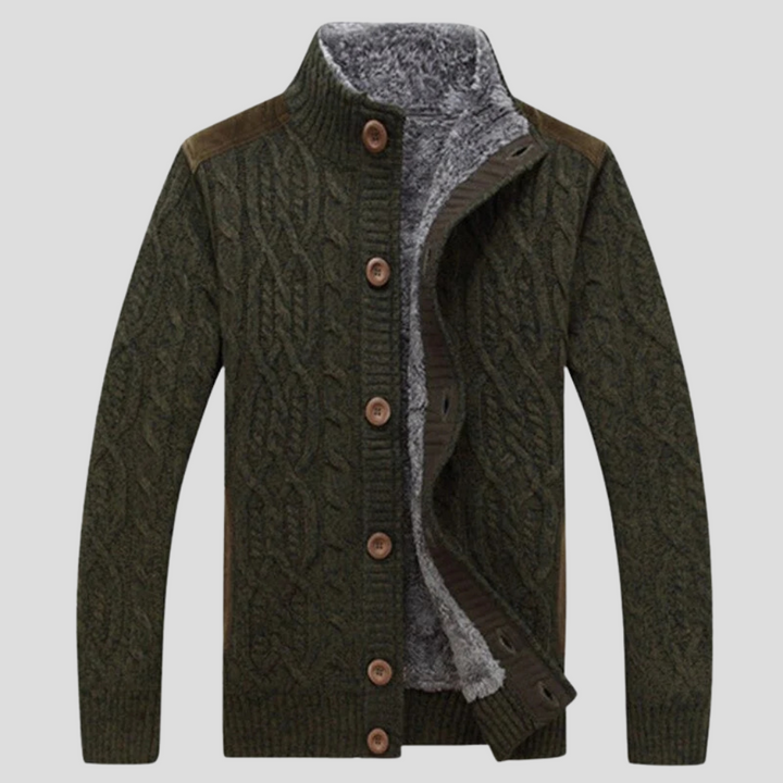 Cardigan foderato in peluche da uomo