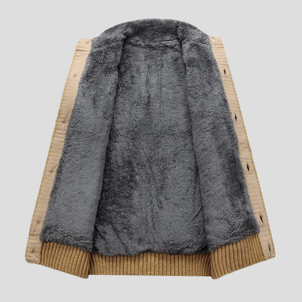 Cardigan foderato in peluche da uomo