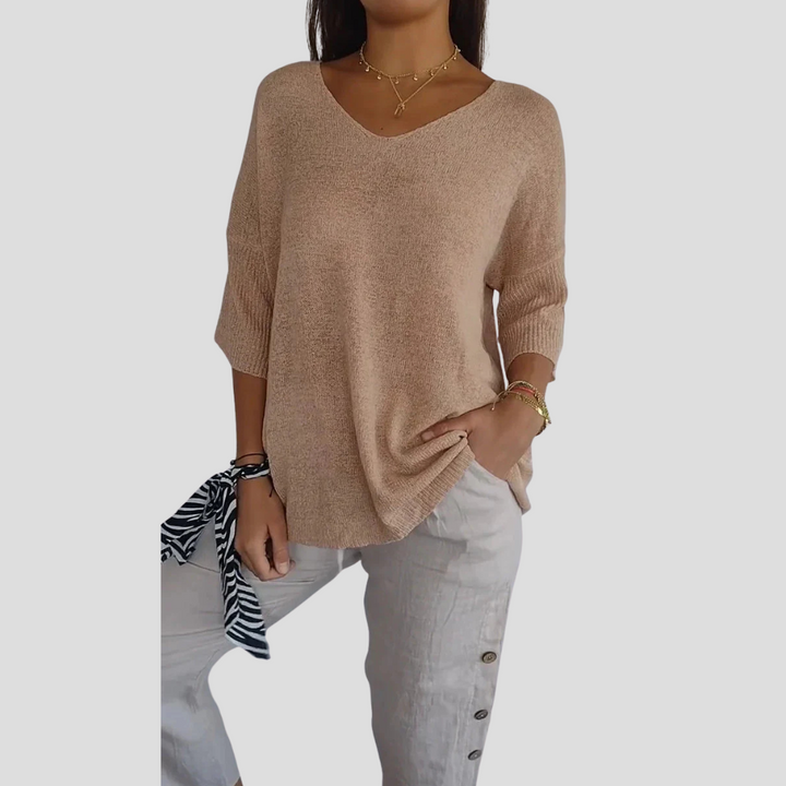 Top in maglia con scollo a V da donna