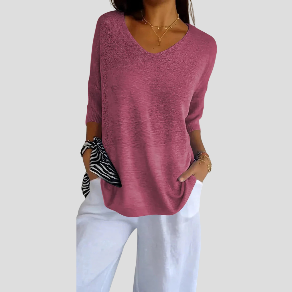 Top in maglia con scollo a V da donna